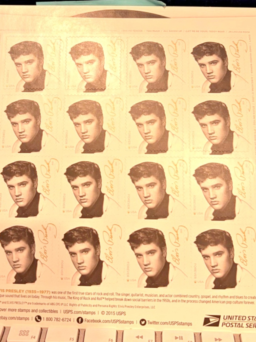 Sheet of 16 Elvis Presley Forever Stamps #206415152364
